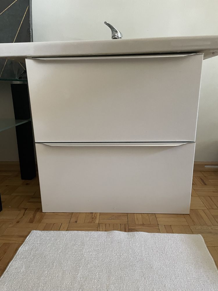 Szafka pod umywalkę. .Biały połysk.GoodHome Imandra. 60 cm.