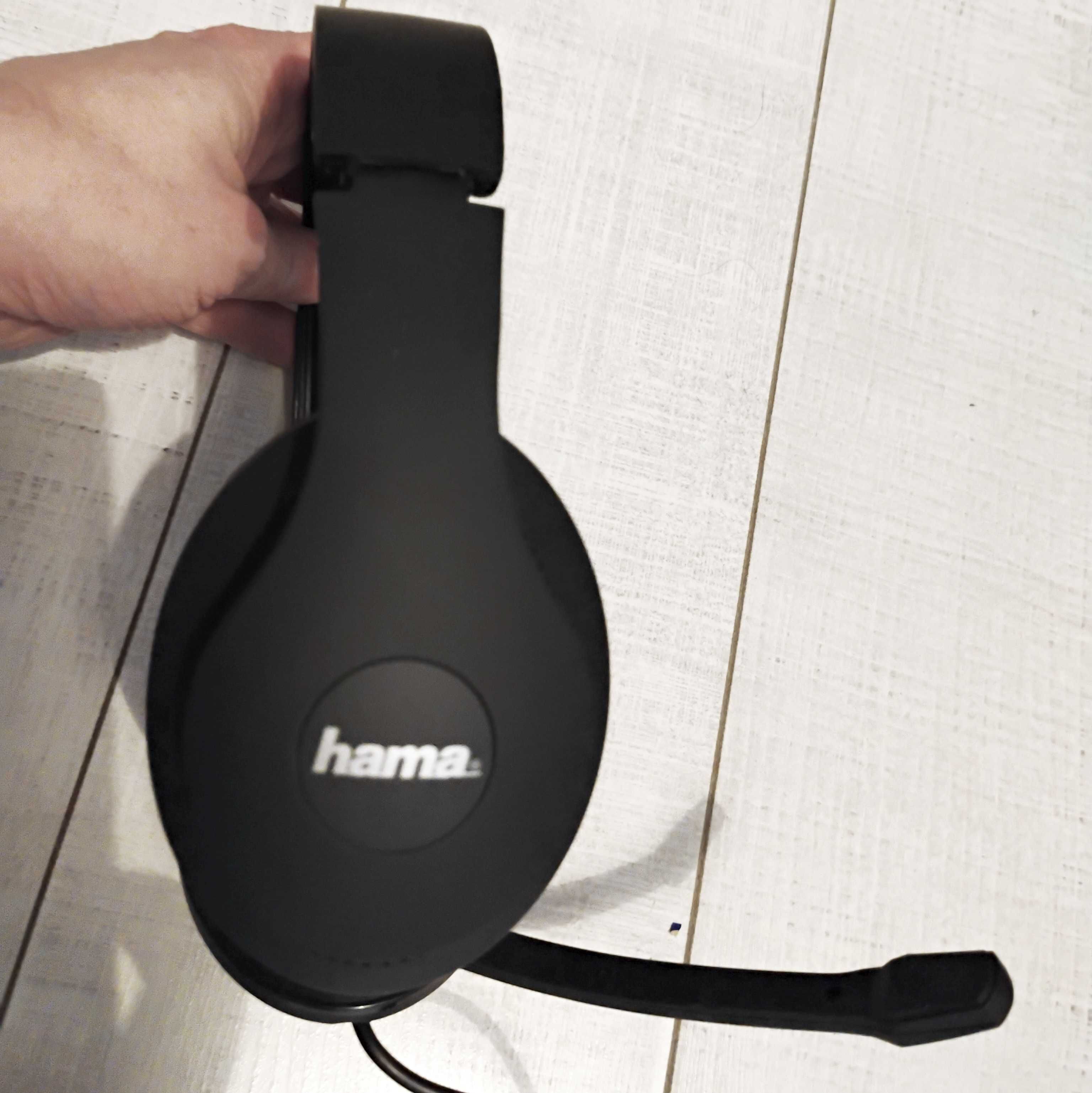 Słuchawki nauszne z mikrofonem HAMA HS-USB300, używane