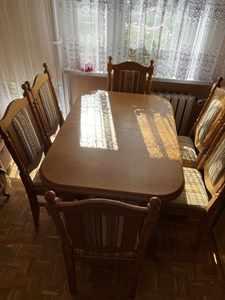 Dębowy stół + 6 krzeseł