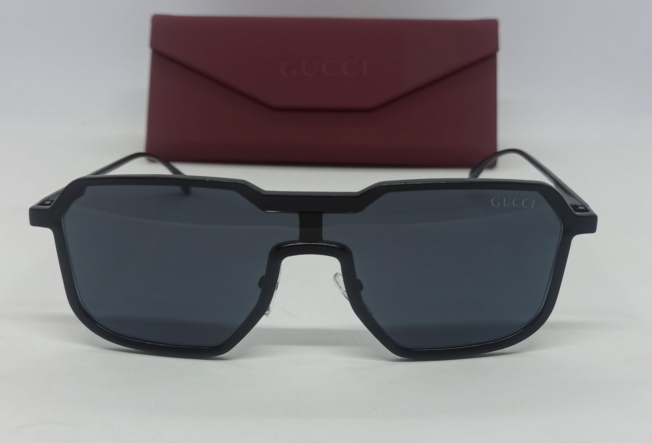 Gucci стильные красивые мужские очки черные в черной металл оправе