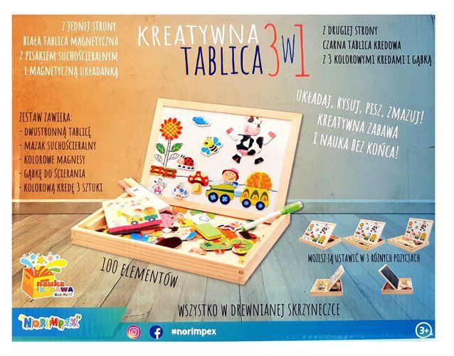 Drewniana Tablica Kredowa Magnetyczna +Puzzle W.pl