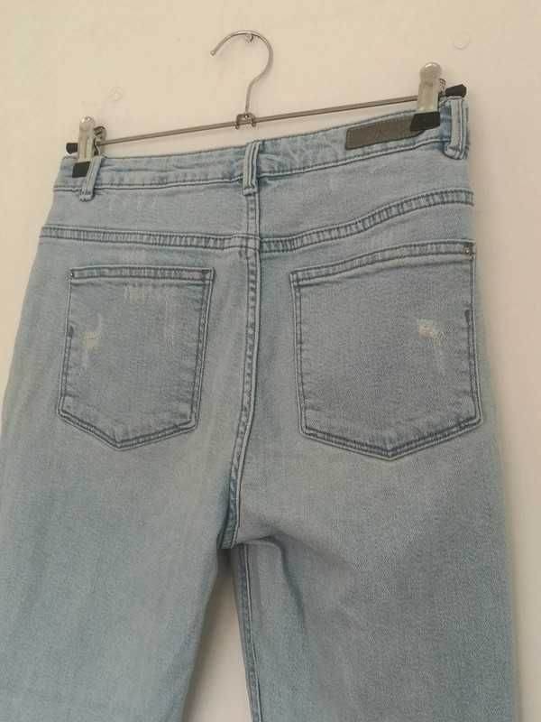 Klasyczne błękitne jeansy jasne cotton Promod 38 M gruba bawełna