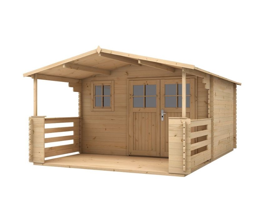 Domek ogrodowy z tarasem Agawa 4x5 drewniany 50% rabatu montaż