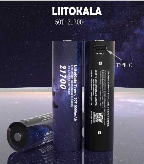 21700 Lii 50T, заряд от USB Type-C акумулятор литиевый 18650 Lii-35T,