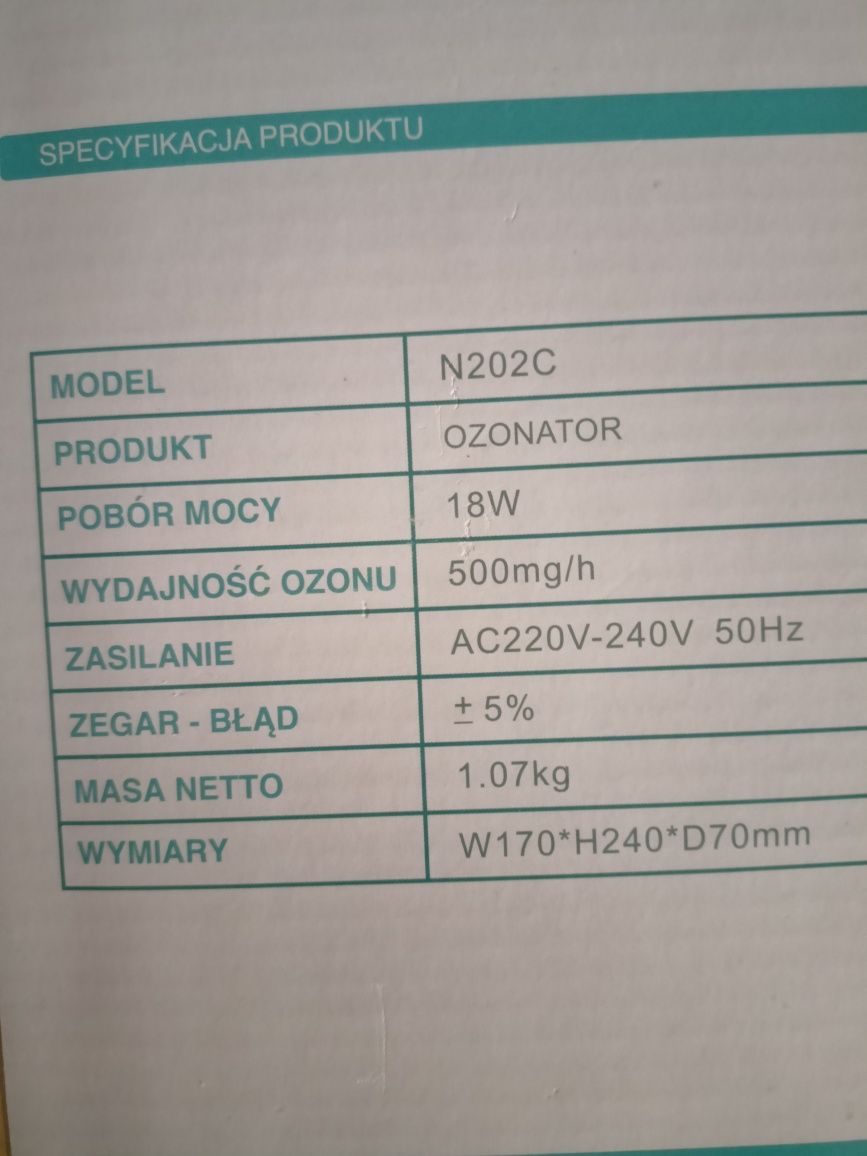 Ozonator nówka raz użyty