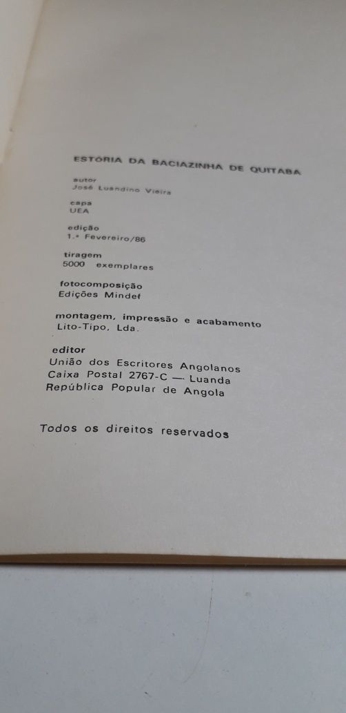 Estória Baciazinha de Quitaba - José Luandino Vieira (1ª edição, 1986)