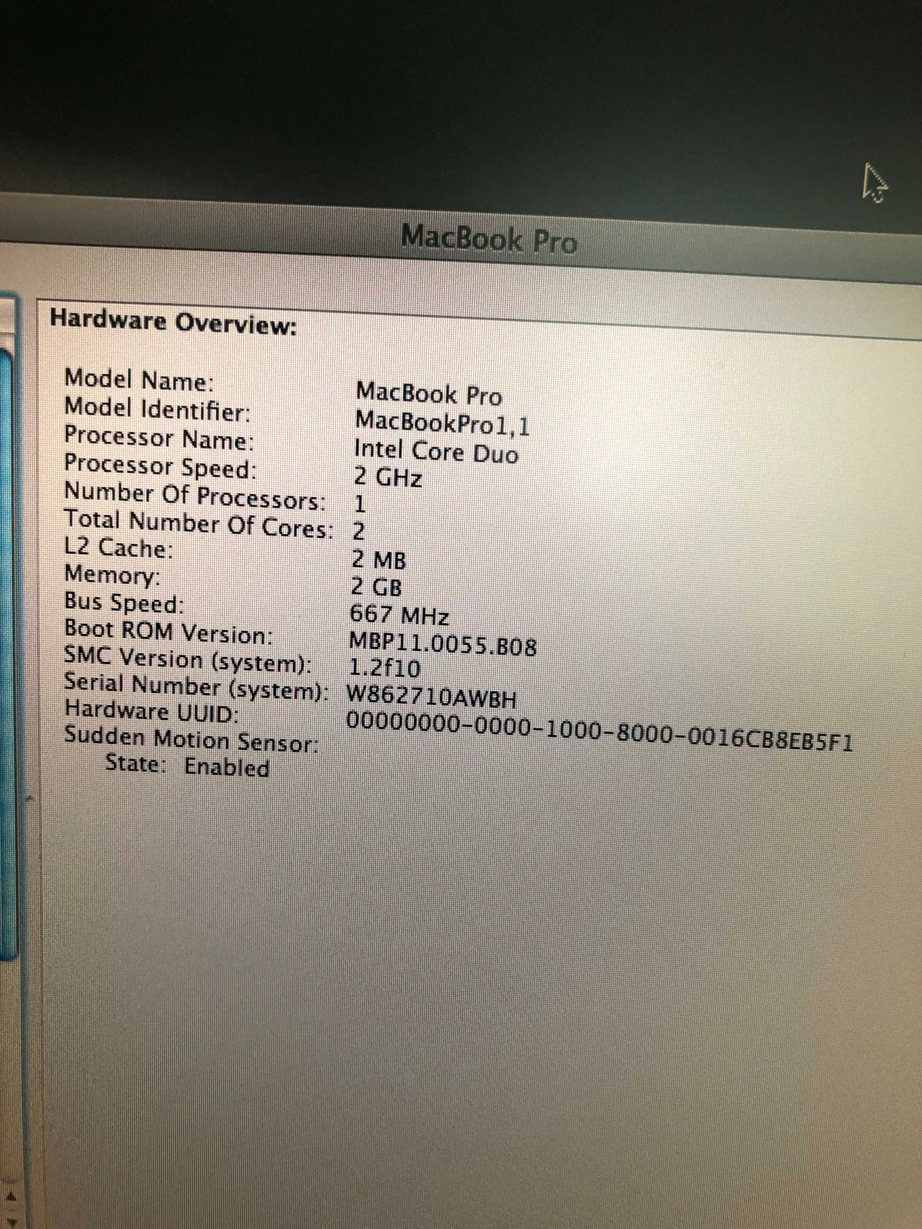 Apple MacBook Pro 1.1 15" 2006 - A1150 - używany