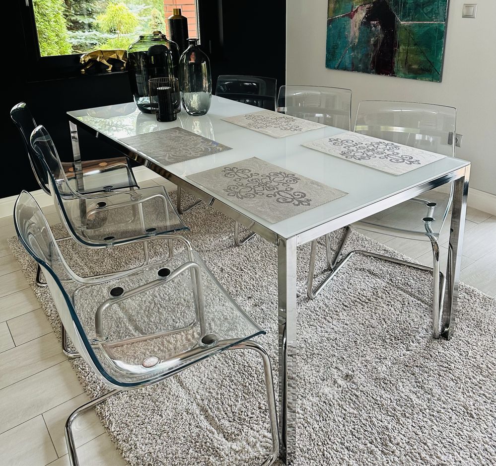 Stół szklany z  6 krzesłami IKEA - 180/85