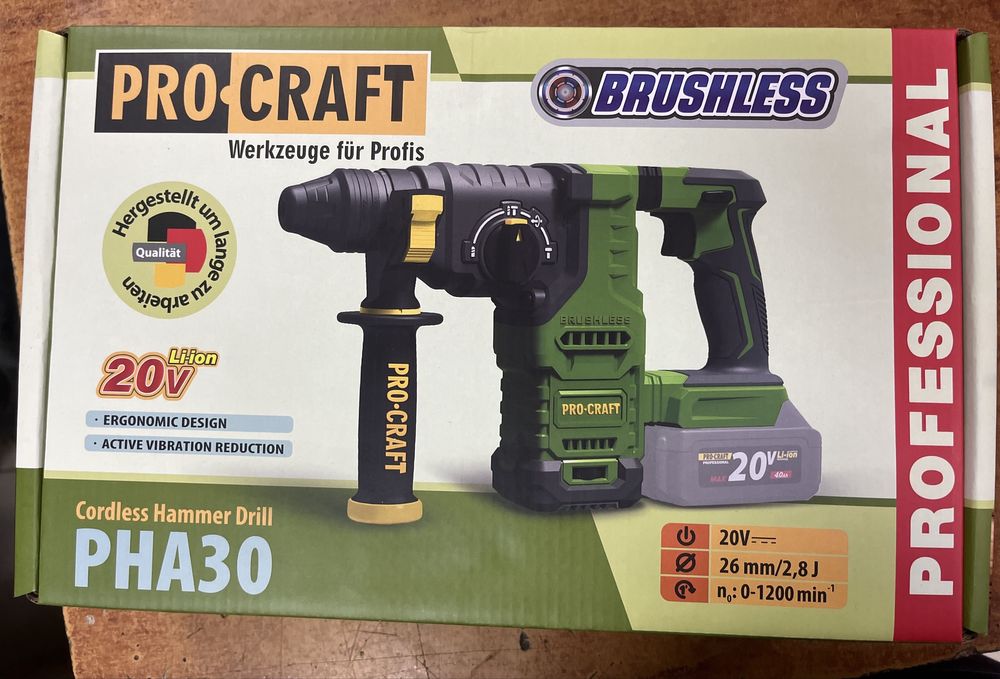 Перфоратор PROCRAFT PHA30 2,8Дж акумуляторний безщітковий КОРОБКА/КЕЙС