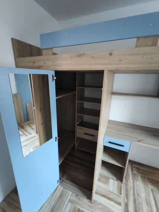 Łóżko piętrowe antresola, szafa, biurko w jednym. Meble do dziecięcego