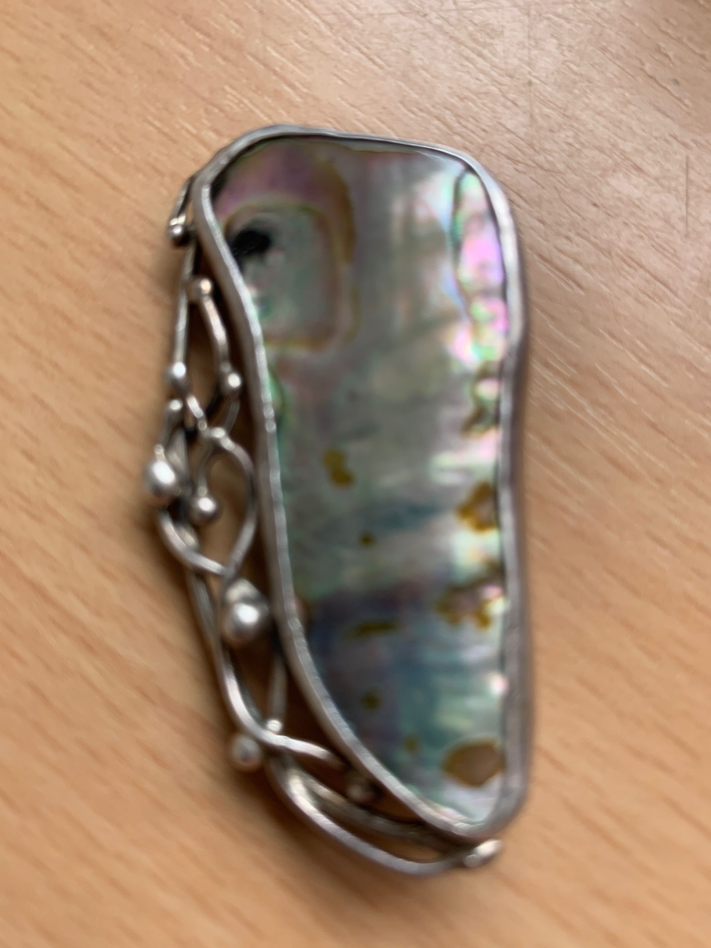 Broszka srebrna  925 muszla abalone