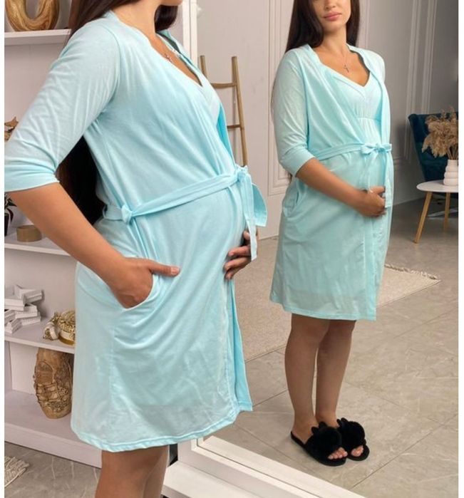 Халат з сорочкою в пологовий для вагітних та годуючих