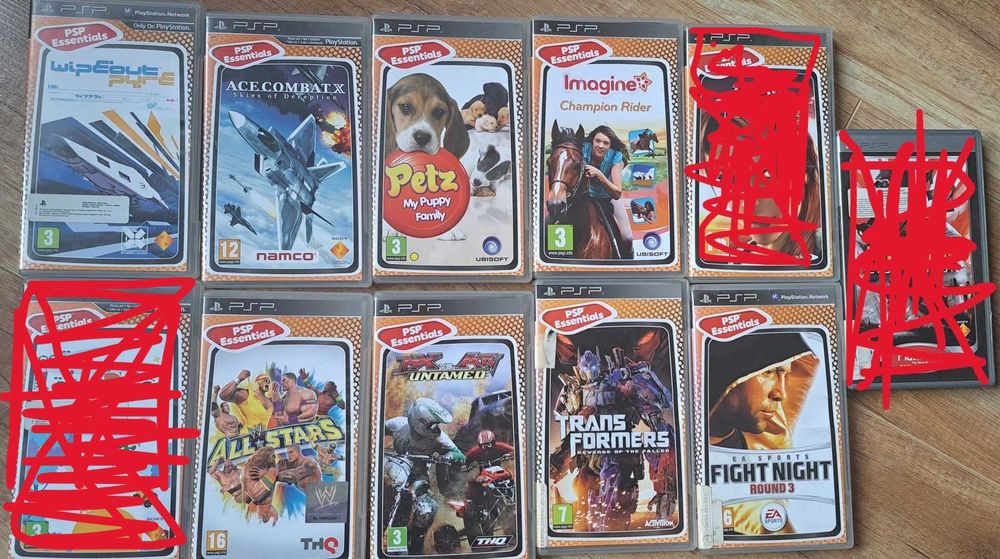 Zestaw gier Sony PSP, wszystkie sprawne, większość kompletnych