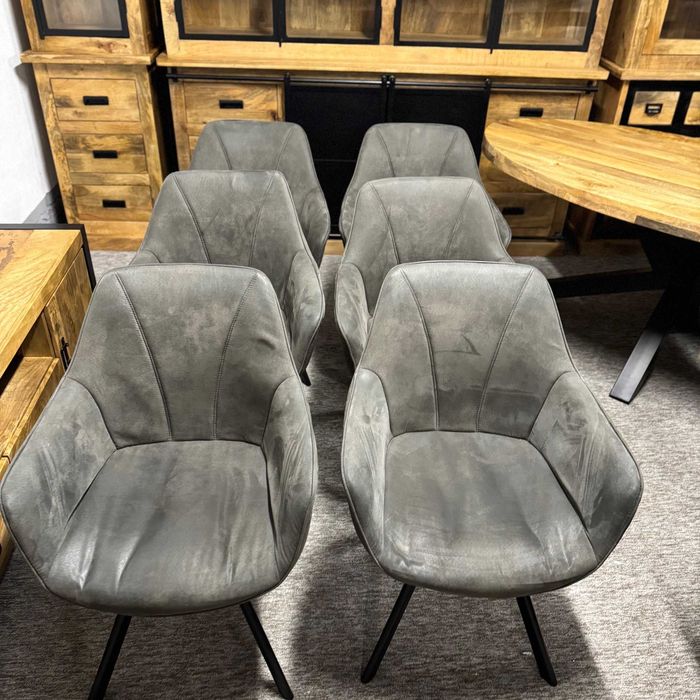 6 szarych oliwkowych krzeseł bardzo wygodnych do jadalni