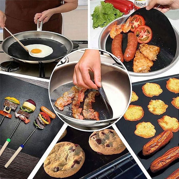 10x MATA TEFLONOWA NA GRILL Tacki do Pieczenia Czarne Wielorazowe