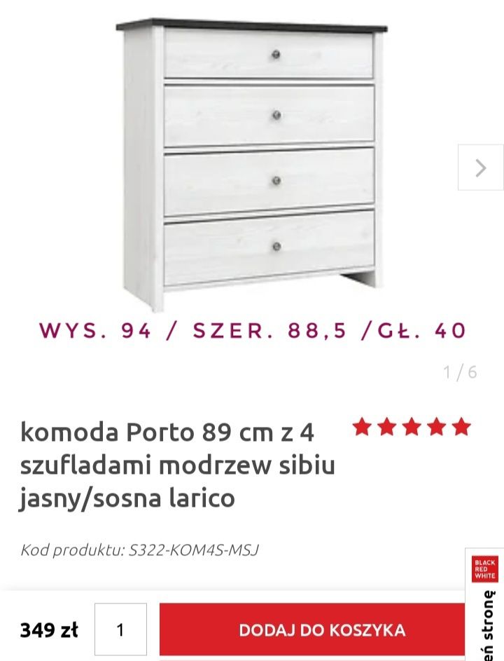Zestaw mebli BRW Porto - regał, biurko, komoda, półka