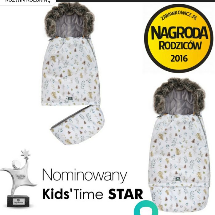 Śpiworek SUPERB Eskimo Leśny Srebrny i mufka do wózka Samiboo