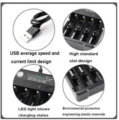 Зарядний пристрій універсальний USB на 4шт 4,2V/2A, має USB порт