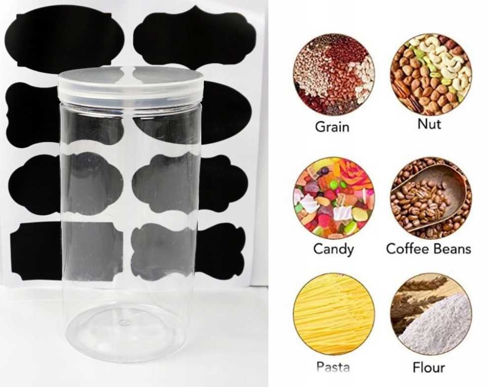 8x pojemnik kuchenny z zakrętką plastik różne wielkości 0,25 do 1,1L