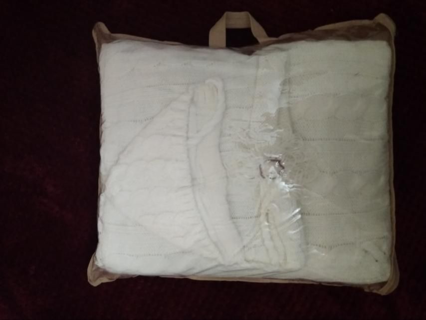 Вязаный демисезонный деми конверт на выписку одеяло + шапочка для ново