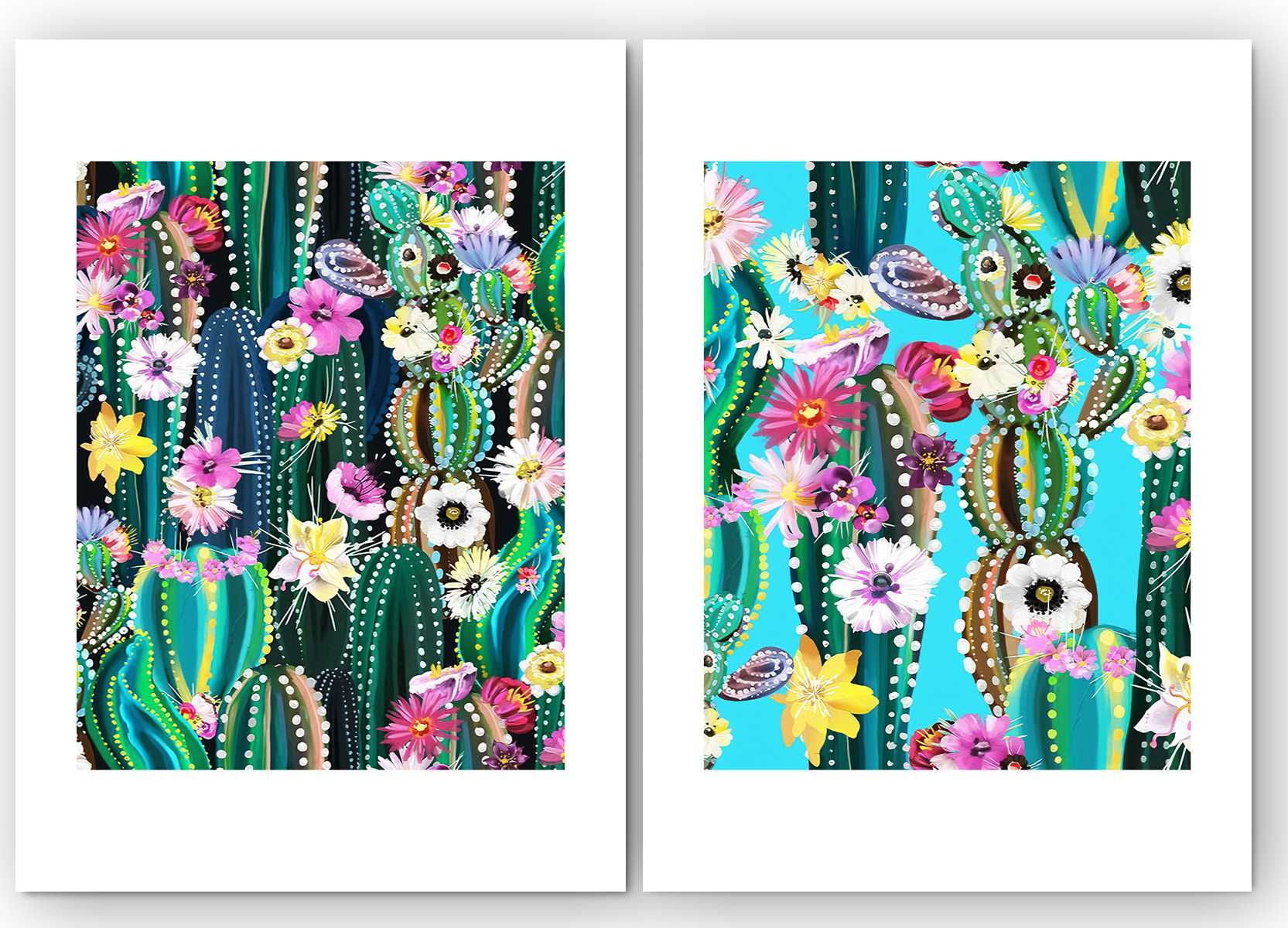 2 plakaty (komplet) kaktusy 50x70 + 50x70