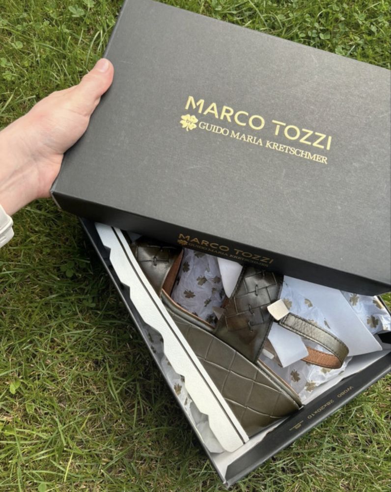 Marco Tozzi sandlaki damskie na koturnie skora naturalana R.40