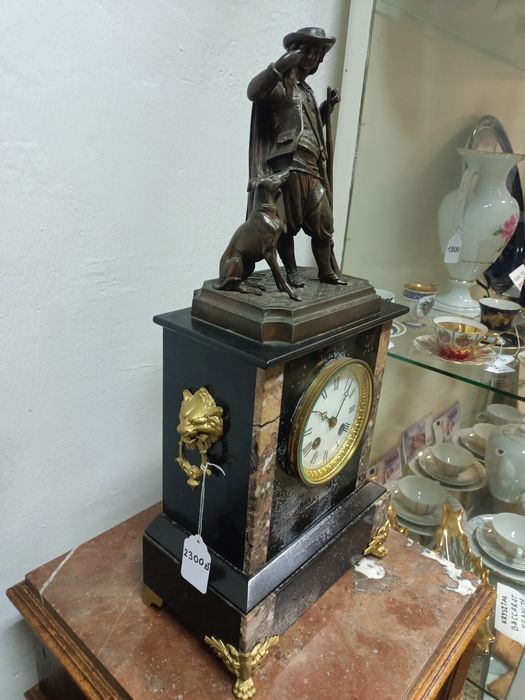 Stary zegar biurkowy antyczny brąz