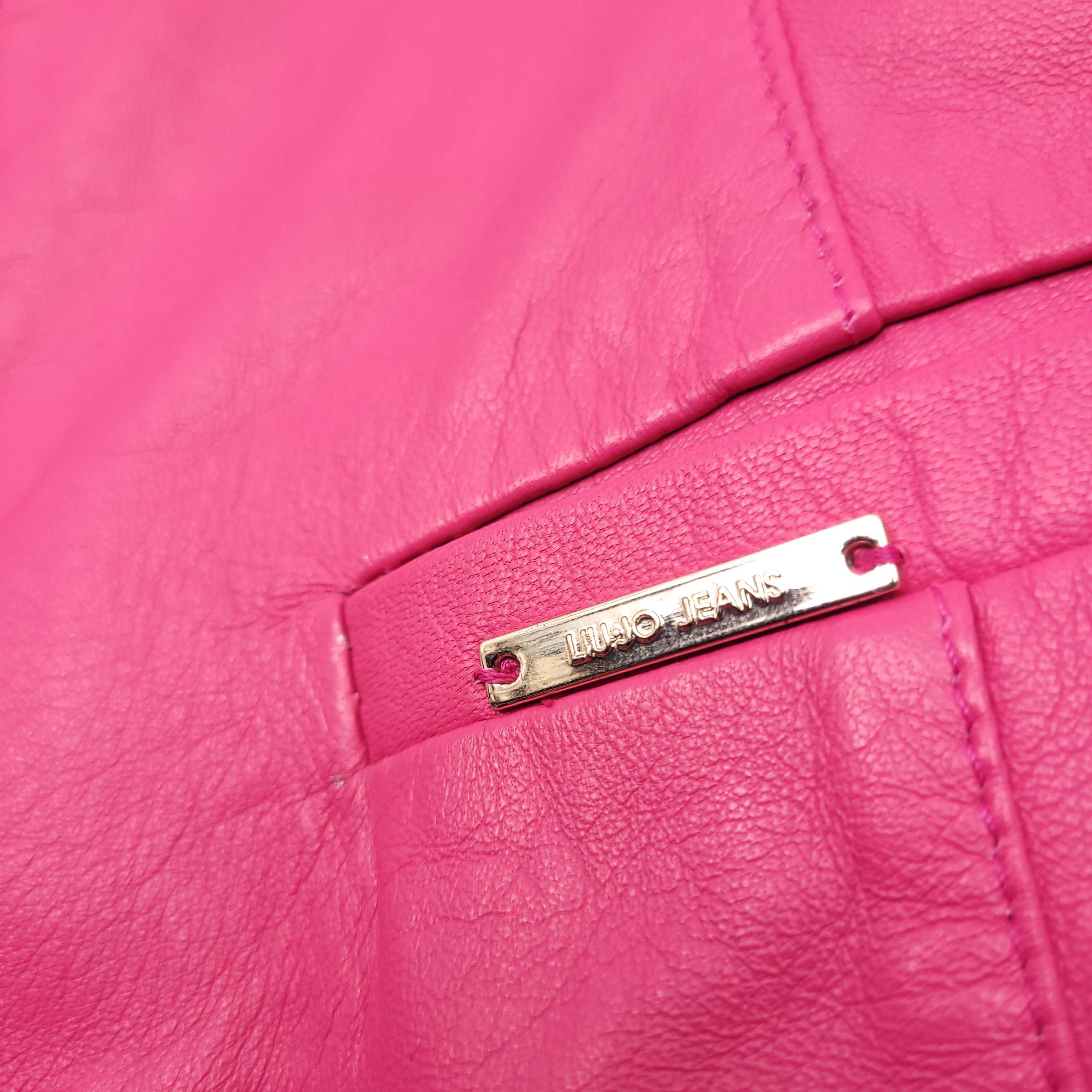 Liu Jo Leather Slim Różowa Elegancka damska skórzana kurtka barbie