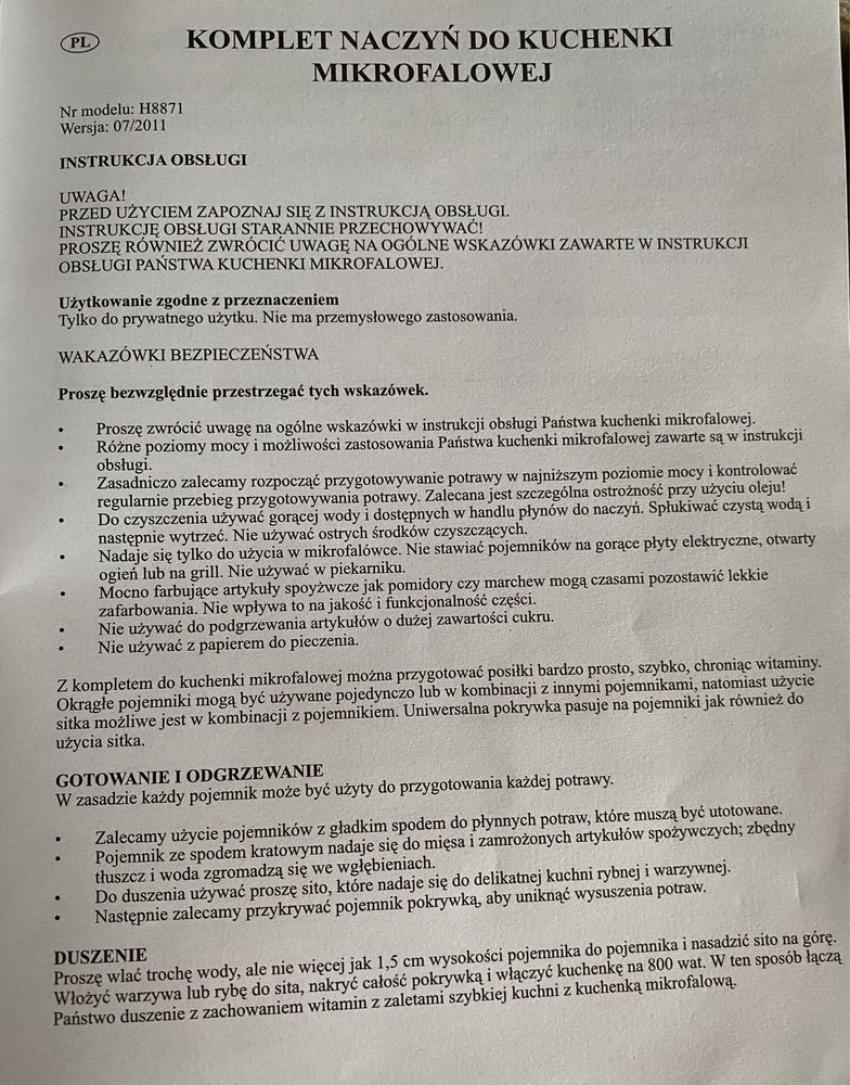 Komplet naczyn do kuchenki mikrofalowej