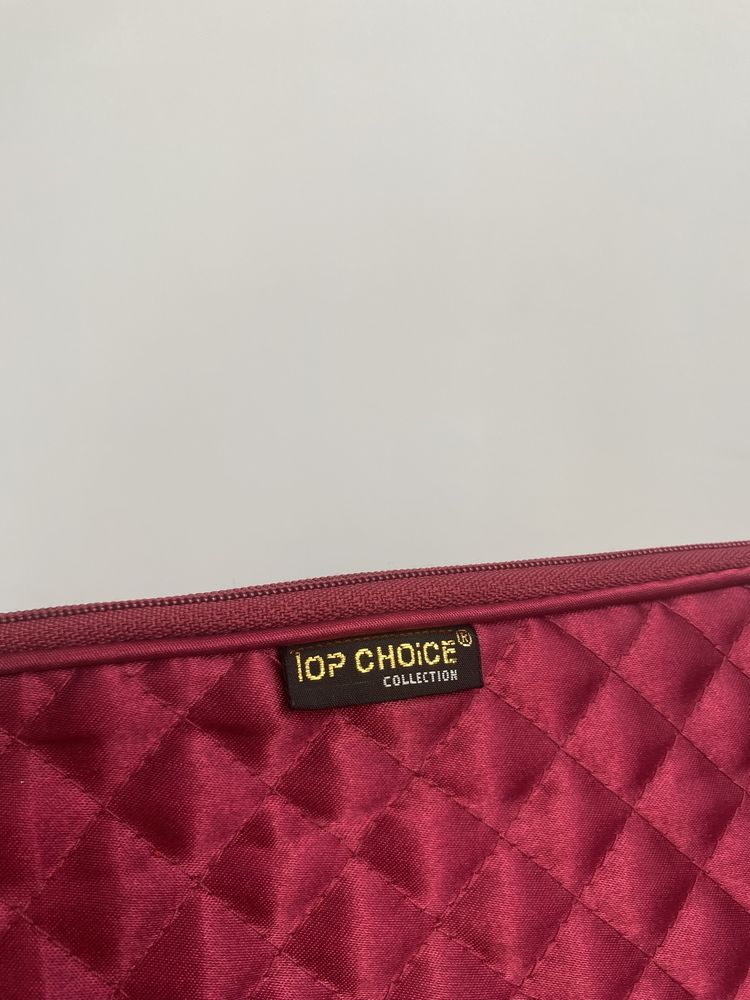 Topchoice nowa bordowa kosmetyczka pojemna nylon