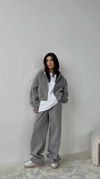 Костюм жіночий теплий фліс штани палаццо і худі | женский модель 1585