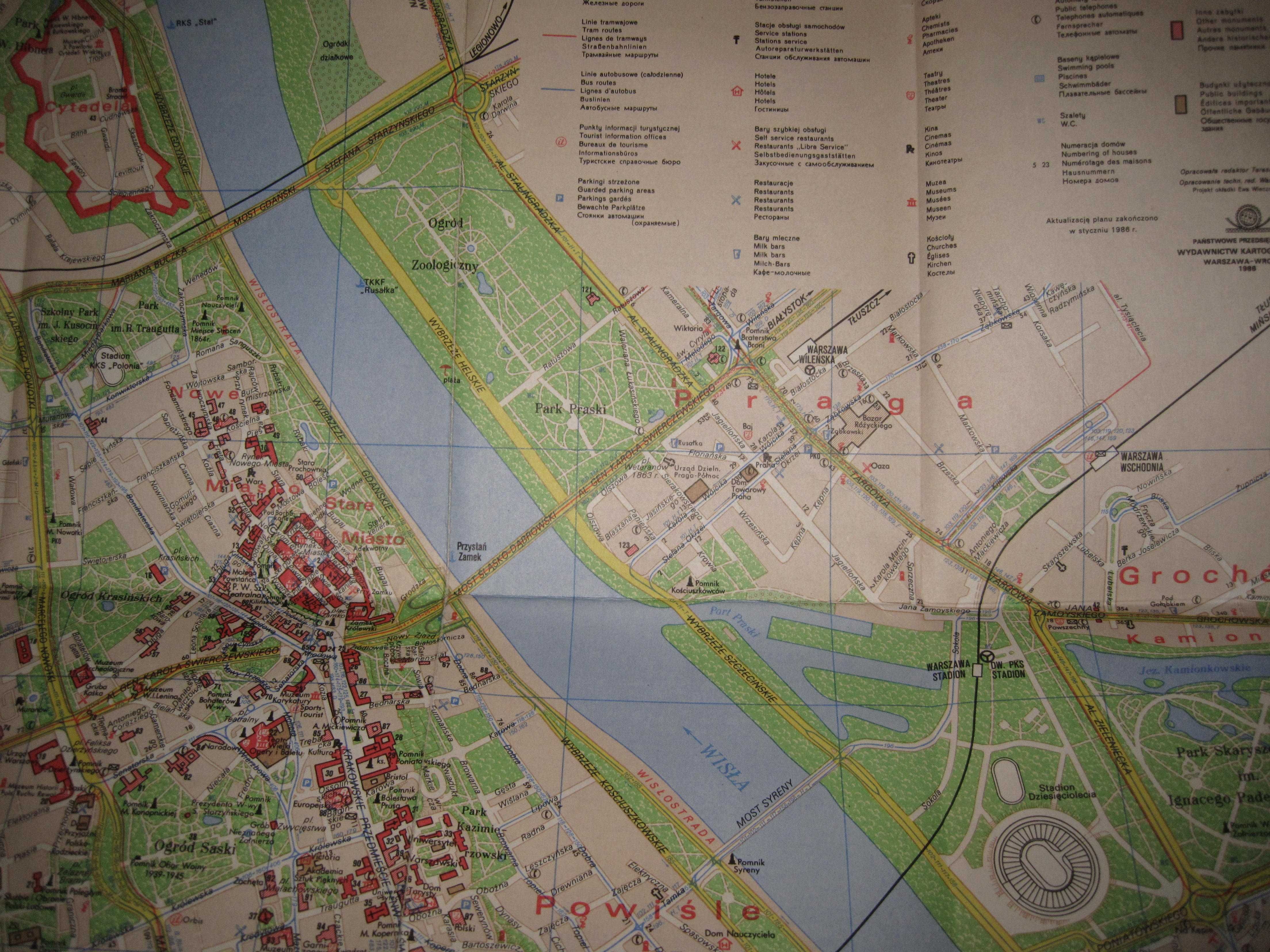 stara mapa do kolekcji Warszawa plan centrum miasta