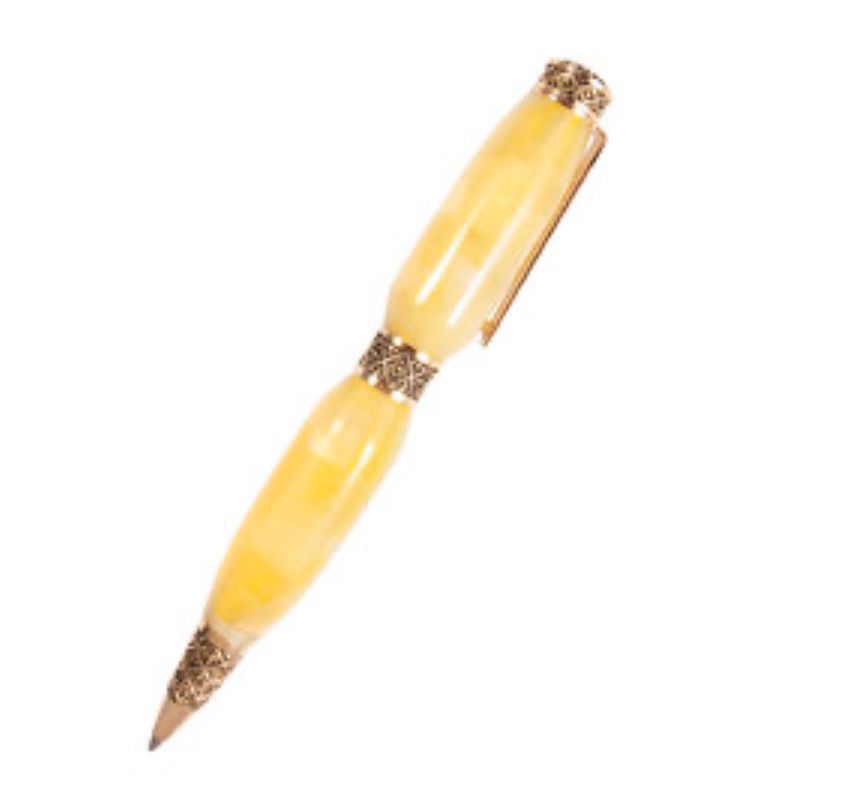 Кулькова ручка з бурштином „Візерунок“