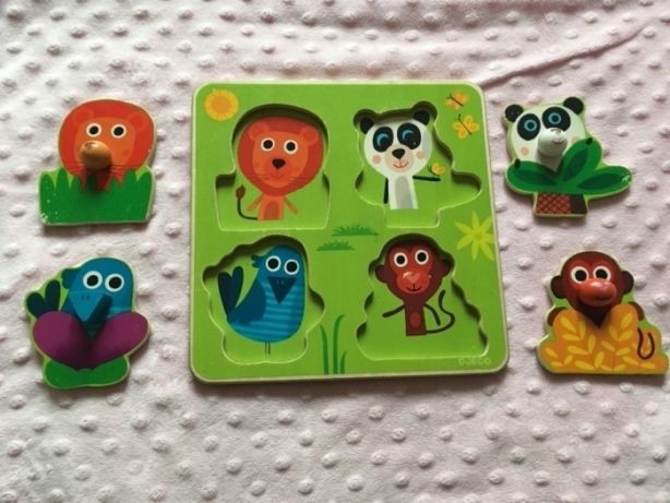Djeco Puzzle Układanka drewniana z uchwytami Dżungla jungleanima 12+