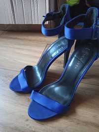 Damskie szpilki sandały 38 kobaltowe niebieskie New Look