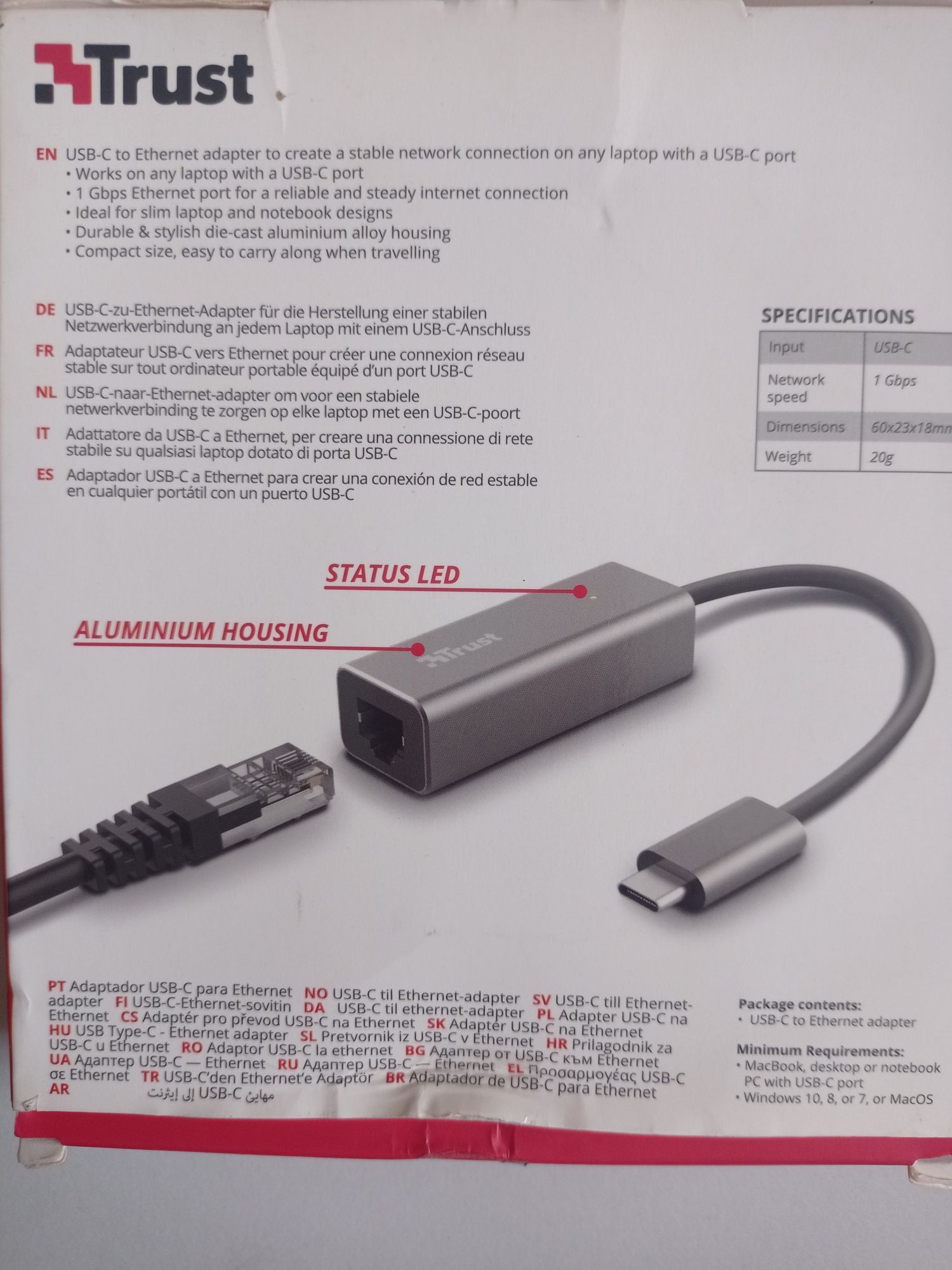 Перехідник Trust Dalyx USB-C to Ethernet Adapter