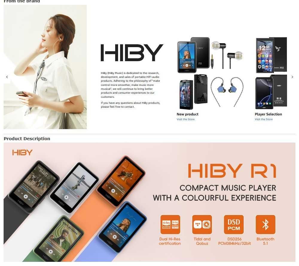 ⇒ Hiby R1 (Black) - аудио плеер на CS43131, LDAC, Wi-Fi, BT5.1