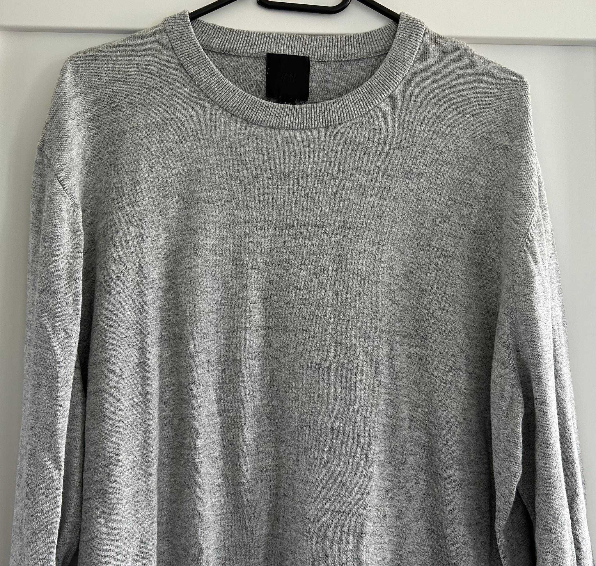 Lekki duży sweter gładka bluza męska H&M / 100% bawełna / XL jak nowy