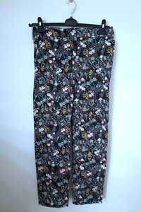 Spodnie do kostek chinosy kwiatki kolorowe dopasowane kieszenie H&M S