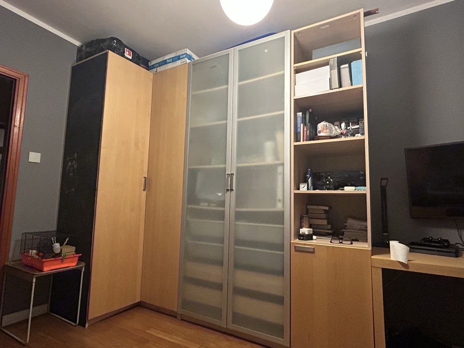 Szafa Ikea Pax narożna szafa regały szuflady naturalna