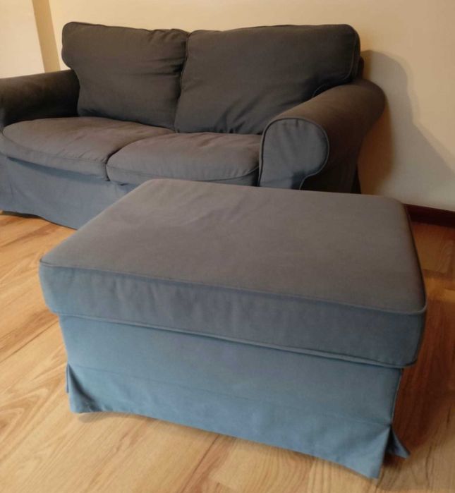 IKEA EKTORP zestaw: sofa, fotel, podnóżek, 2-letni, zadbany, -60%