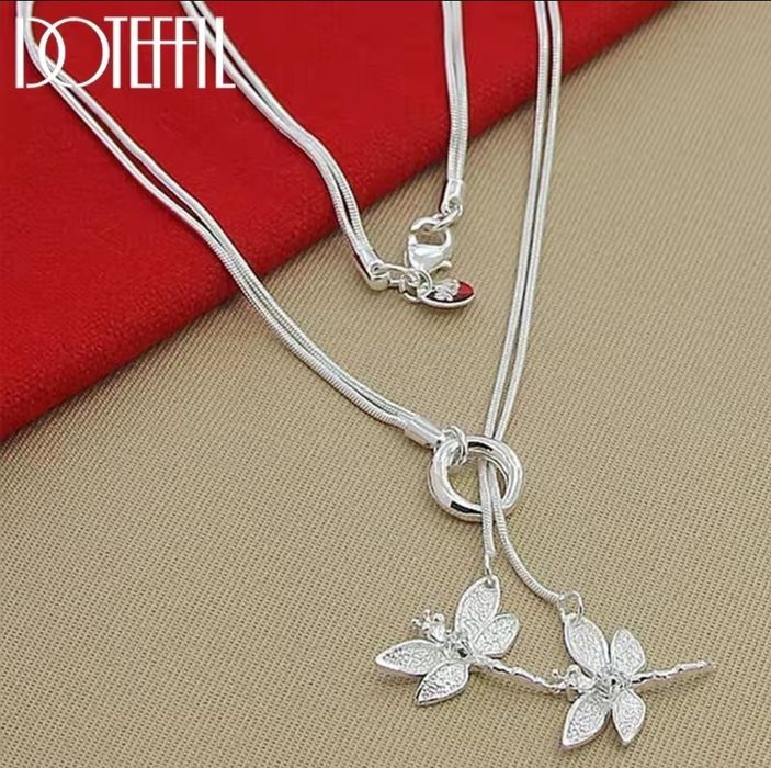 Łańcuszek naszyjnik ważki srebro 925