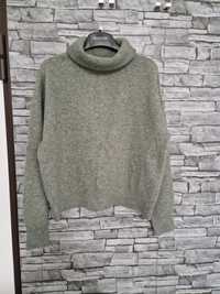 Oliwkowy sweter, oliwkowy golf H&M