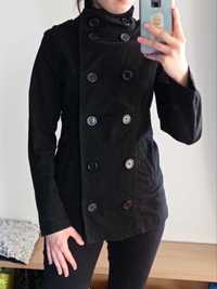 Czarna kurtka wiosenna płaszcz bosmanka