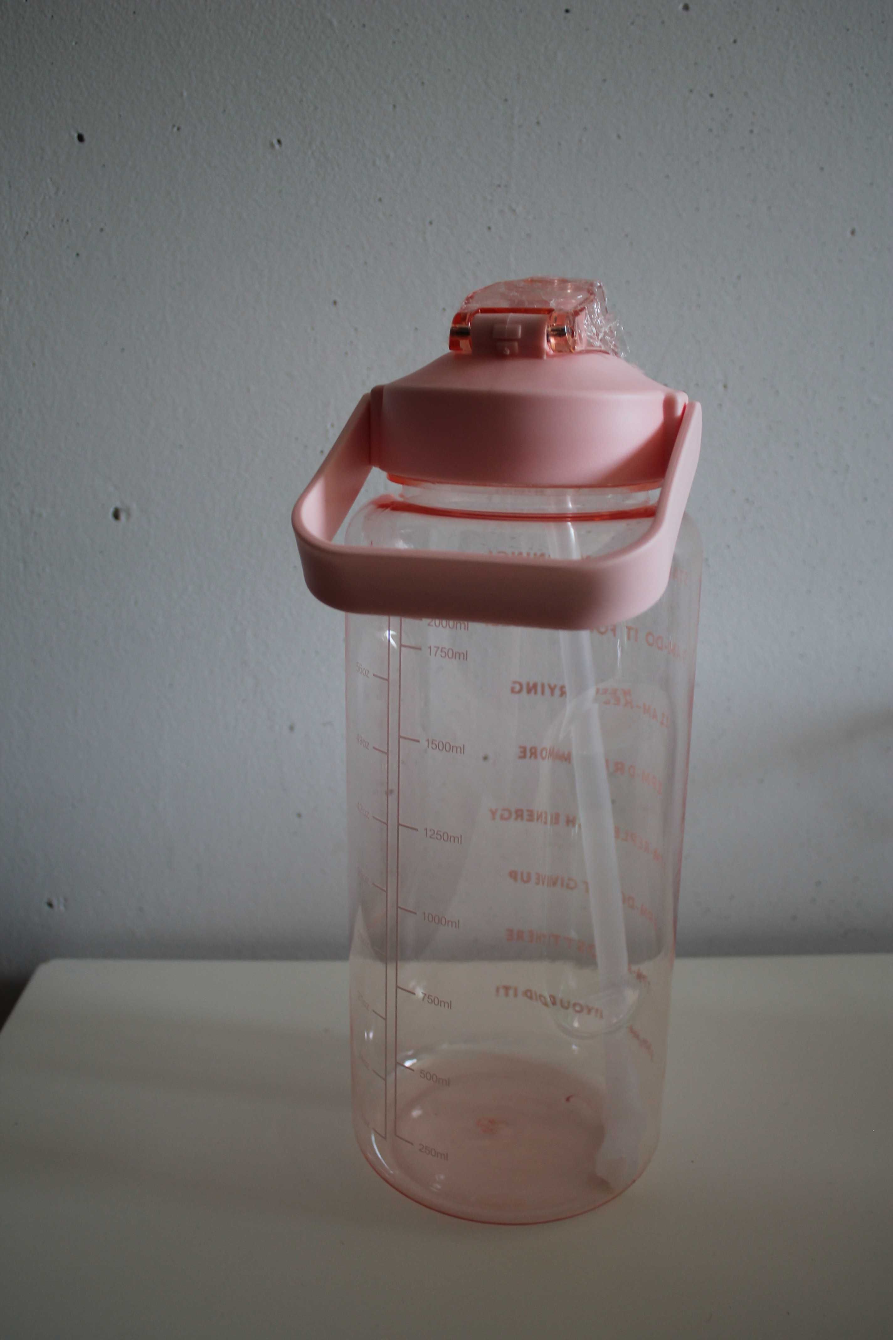 Bidon 2000ml 2 litry butelka fitness motywacyjna różowa