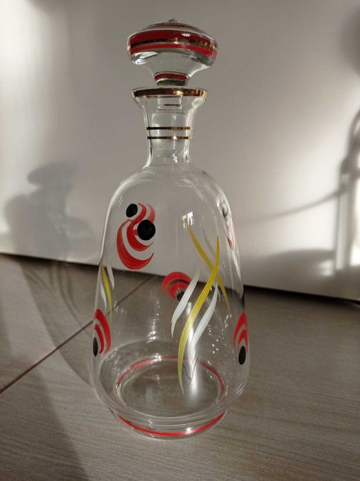 Karafka do wina vintage ręcznie malowana