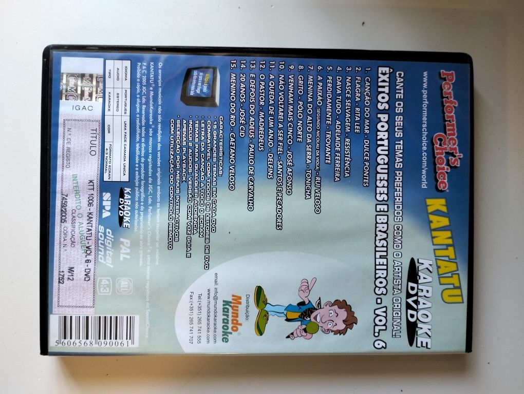 4 DVDs de karaoke Português e Brasileiro