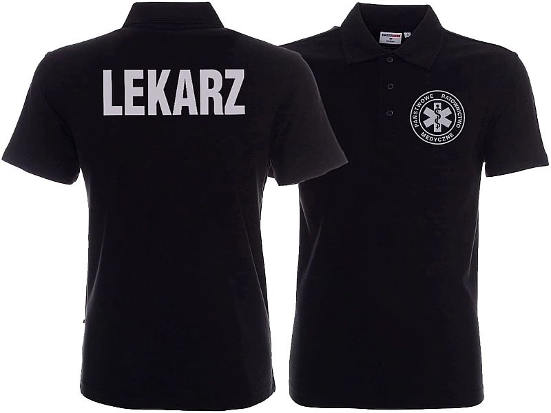 Koszulka Polo ratownicza czarna męska odblaskowa FUNKCYJNA (XL)
