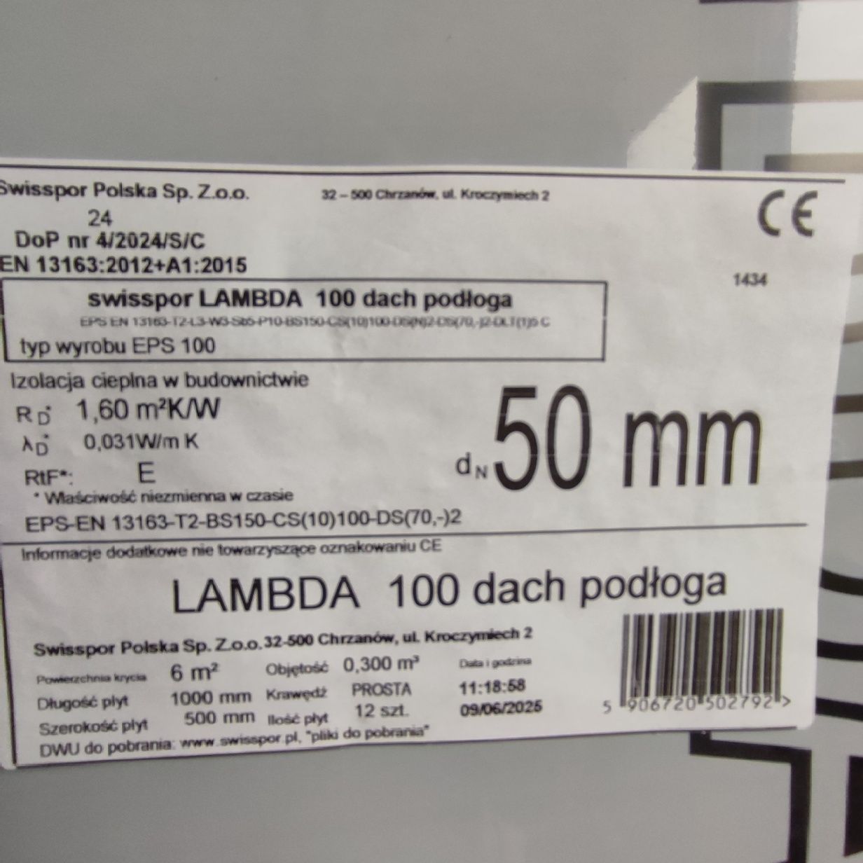 Styropian grafitowy Swisspor 5cm grubości Eps 100 lambda 0,031