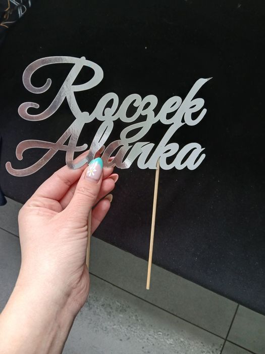 Topper plus baner roczek Alanka srebrny